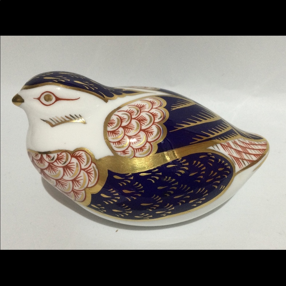 Royal Crown Derby Quail. English bone china, hand finished 22 ct gold guilding.